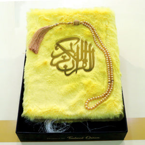 Luxurious Fur-Covered Holy Quran with Tasbeeh & Elegant Gift Box (Multiple Colors Available)